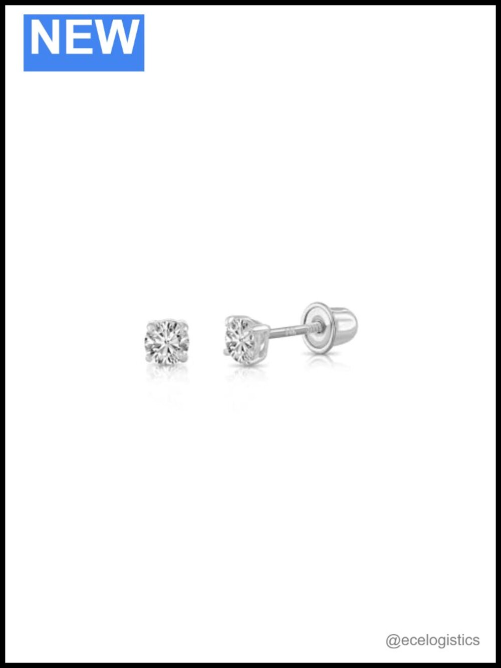 14K White Gold Lab-Grown Diamond Screw-Back Stud Earrings